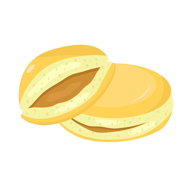 Vector japanese food dorayaki on isolated background with chocolate filling