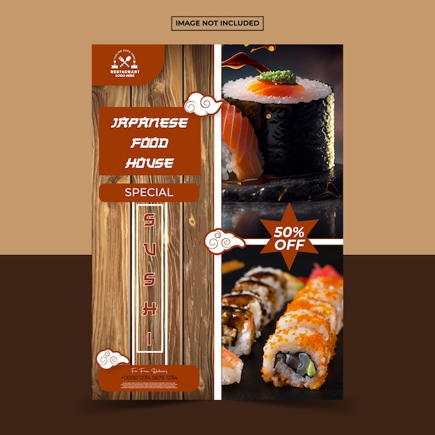 a Japanese food flyer for a restaurant
