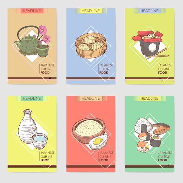 Japanese food hand drawn set