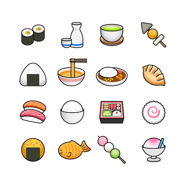 Vector japanese food icon set vector illustration