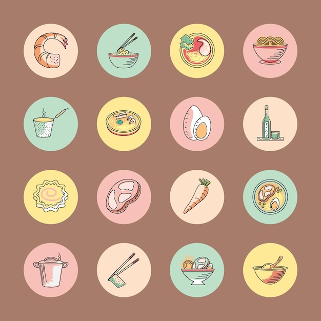 Japanese food icons