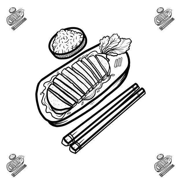 Vector japanese food outline karage