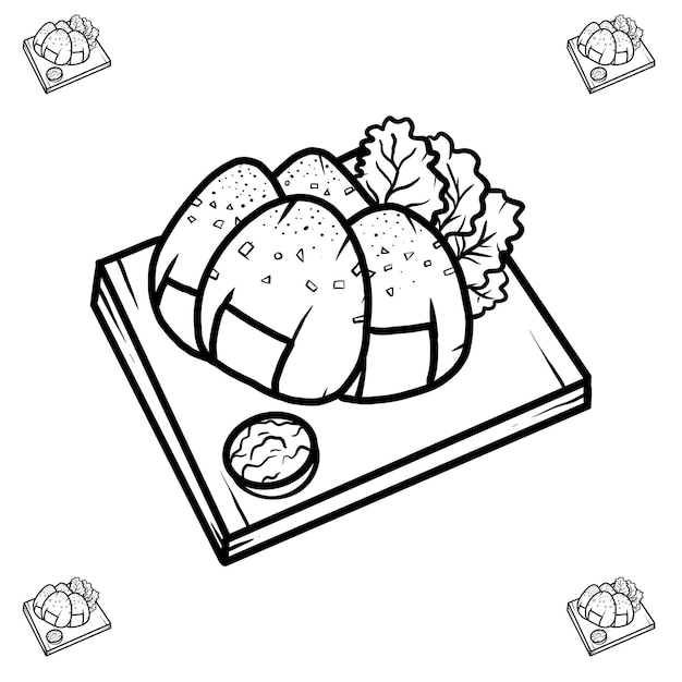 Vector japanese food outline onigiri