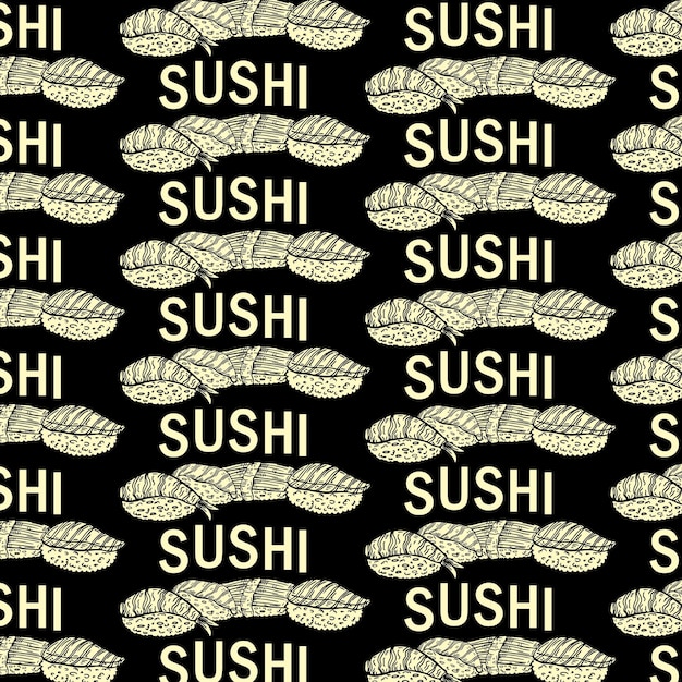 寿司背景モノクロ色の和食パターン