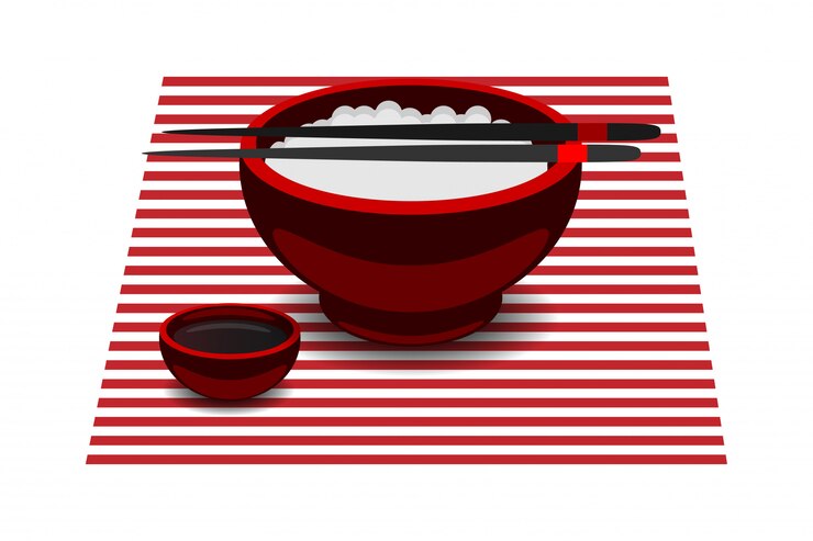 Vector japanese food rice bowl chopsticks