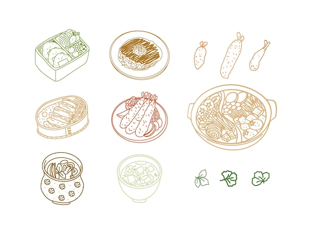 Vector japanese food and snack illustration drawing