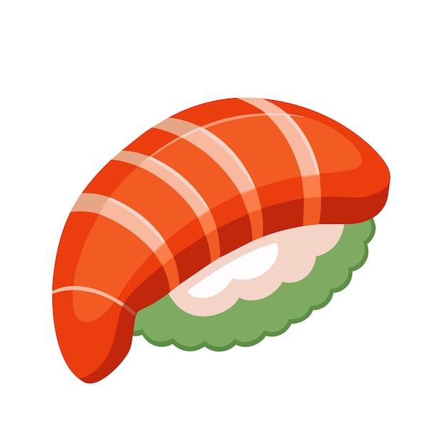 Japanese food sushi in cartoon style on white background