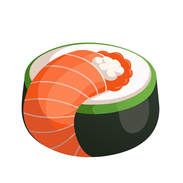 Вектор Японская еда суши в стиле мультфильмов на белом фоне