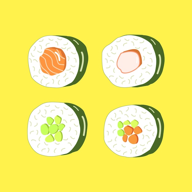 Japanese food sushi variant collection illustration