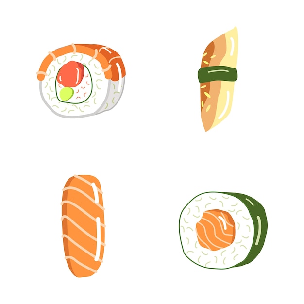 Japanese food sushi variant collection illustration