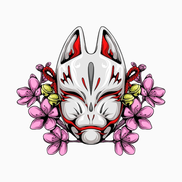 Vector japanese fox mask illustration.