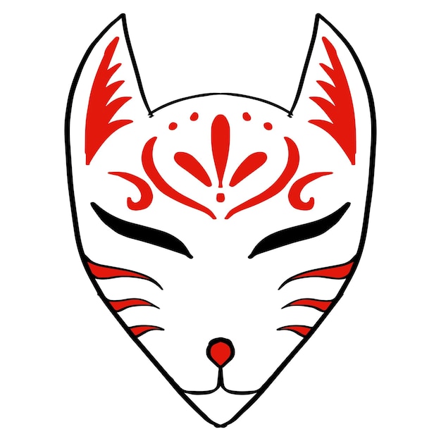 Japanese Fox Mask Kitsune mask illustration