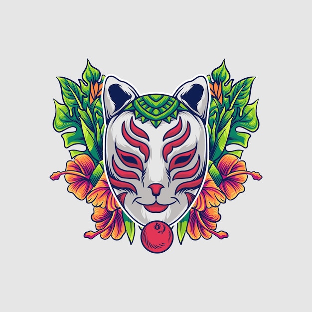 Vector japanese fox mask  logo