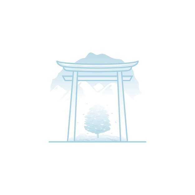 Vector japanese gate illustration vector isolated