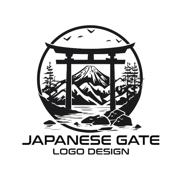 Japanese Gate Vector Logo Design