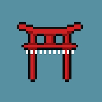 Premium Vector | Japanese gate with pixel art style