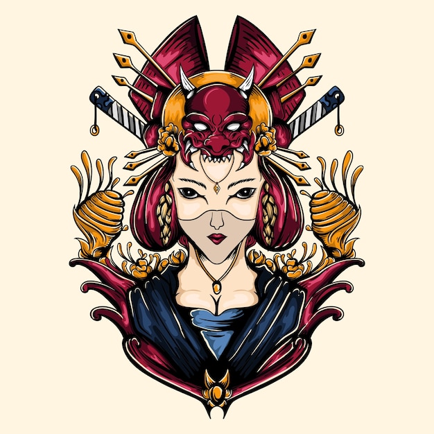 Vector japanese geisha illustration