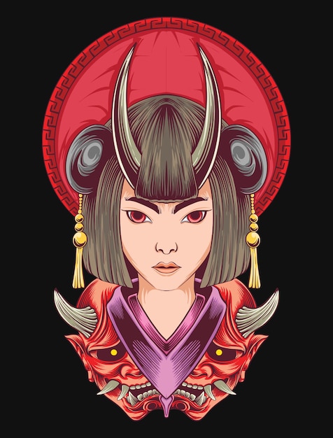 Vector japanese geisha tshirt designs japan culture kimono costume