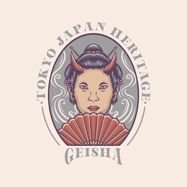 Vector japanese geisha vector head