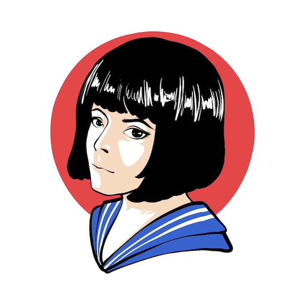 The japanese girl head illustration