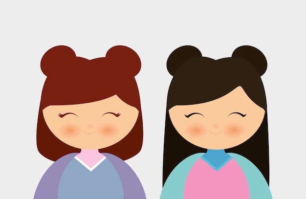 japanese girls cartoon icon 