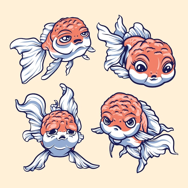 japanese goldfish cute vector art