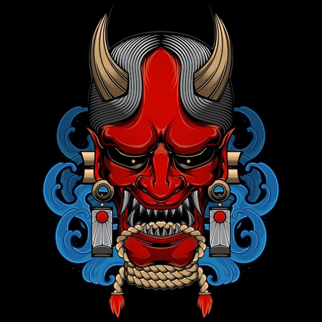 Vettore di maschera hannya giapponese