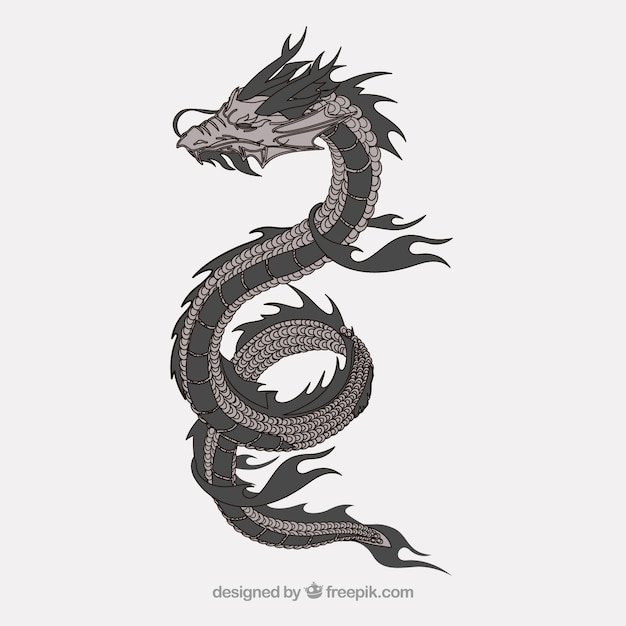 Japanese horrible dragon flame vector