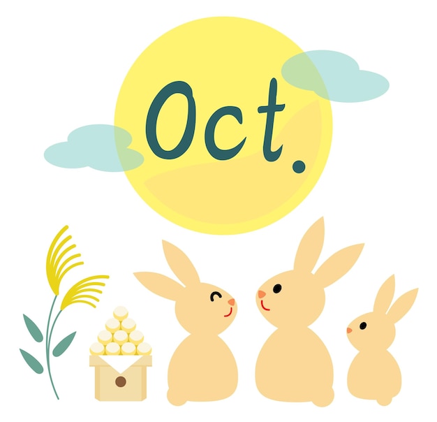 10月のカレンダーの日本語イラストアイコン
