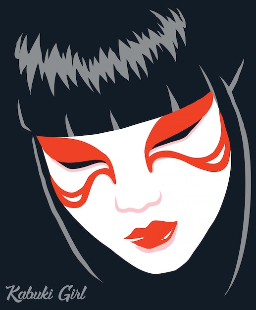 Vector japanese kabuki girl illustration