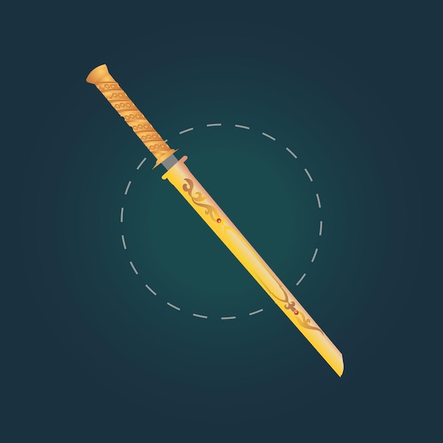 Japanese katana isolated vector illustration