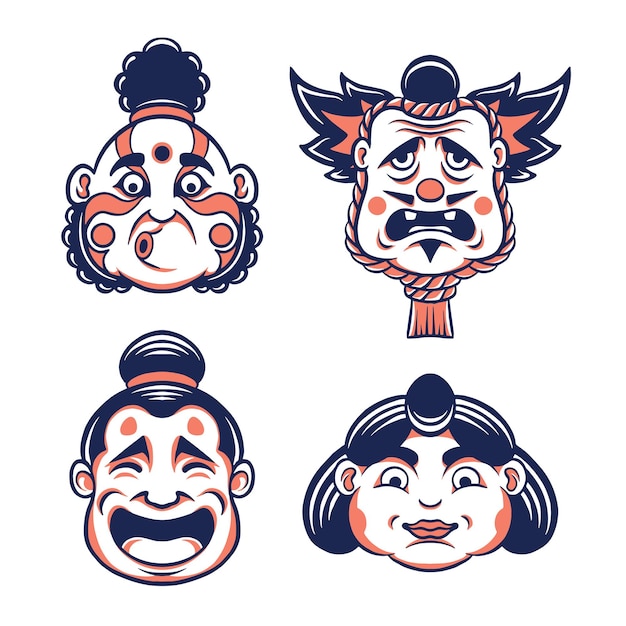 Vector japanese kawaii mask vector set