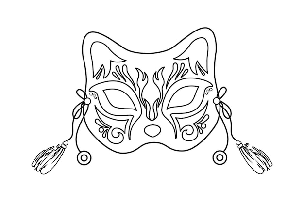 Japanese Kitsune fox mask. A picture for coloring.