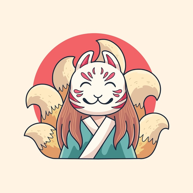 Japanese kitsune illustration design