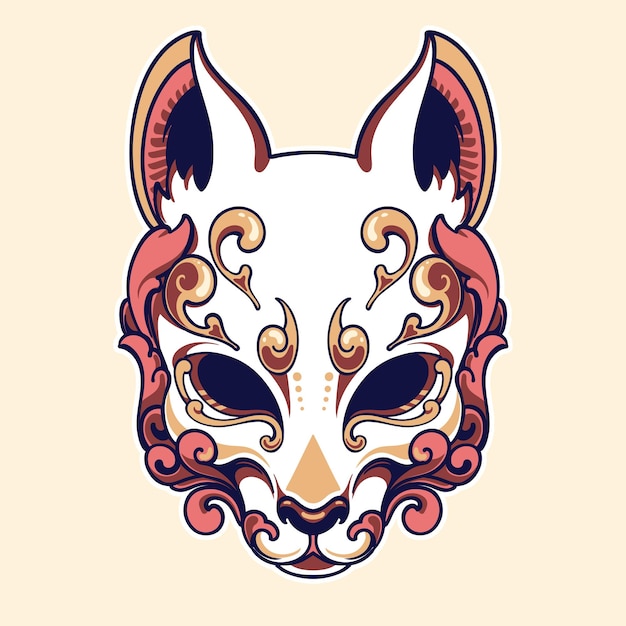 Japanese Kitsune mask. vector art