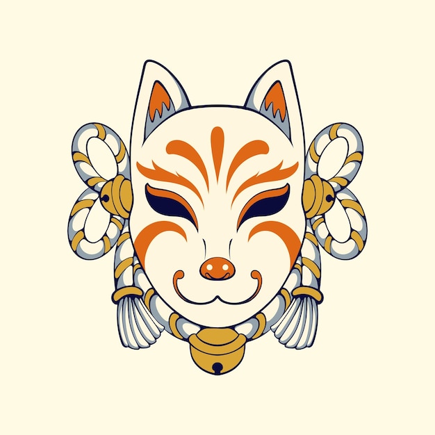 Japanese kitsune mask vector art