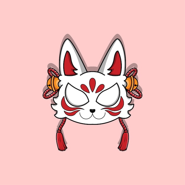 Japanese kitsune mask vector illustration