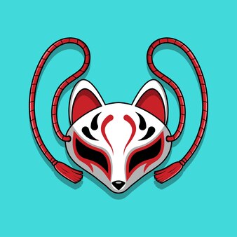 Premium Vector | Japanese kitsune mask vector illustration