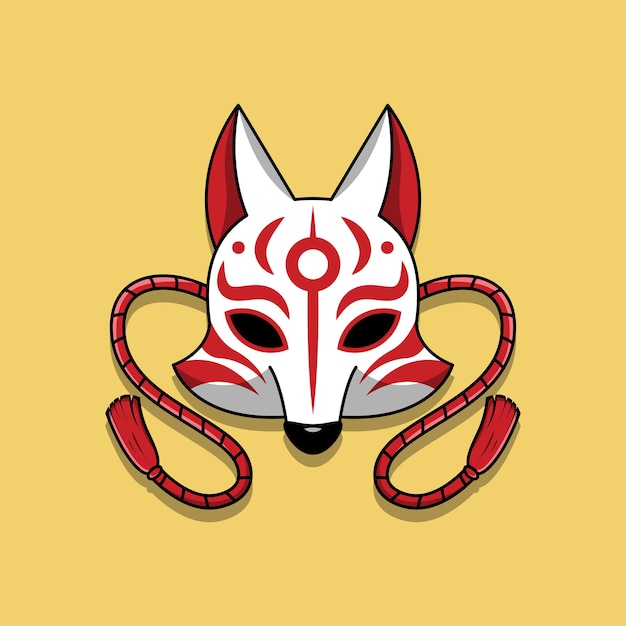 Векторная иллюстрация японской маски кицунэ