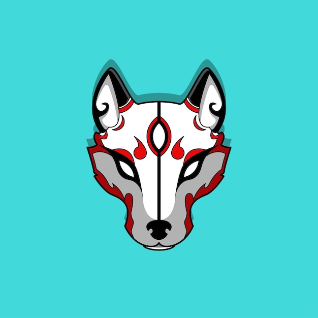 Japanese kitsune mask vector illustration