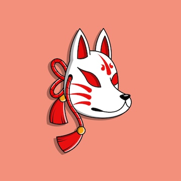 Premium Vector | Japanese kitsune mask, vector illustration