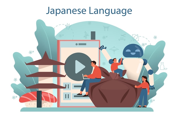 Vector japanese learning concept.