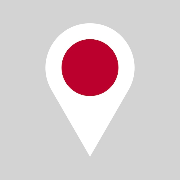 Japanese location pin flag colored gps marker made in Japan symbol find us sign white and red colors vector design element