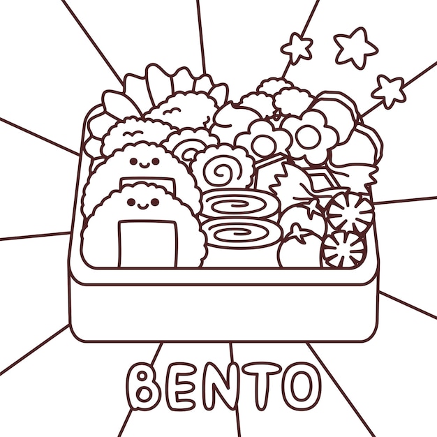 Vector japanese lunch box bento coloring page