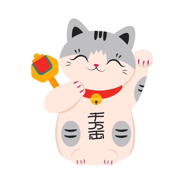 japanese maneki neko symbol of good luck and wealth traditional souvenir of japan cartoon style vector illustration