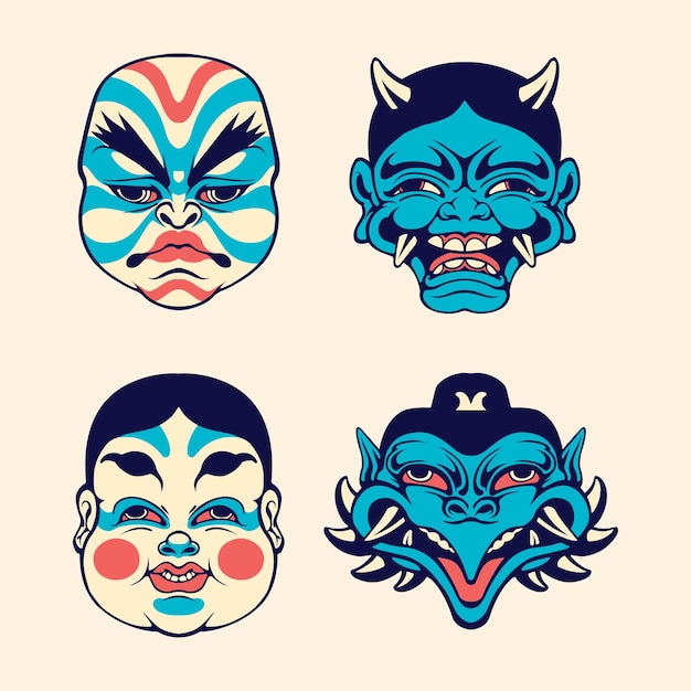 Vector japanese mask character vector