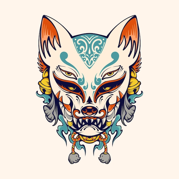 Premium Vector | Japanese mask kitsune vector art