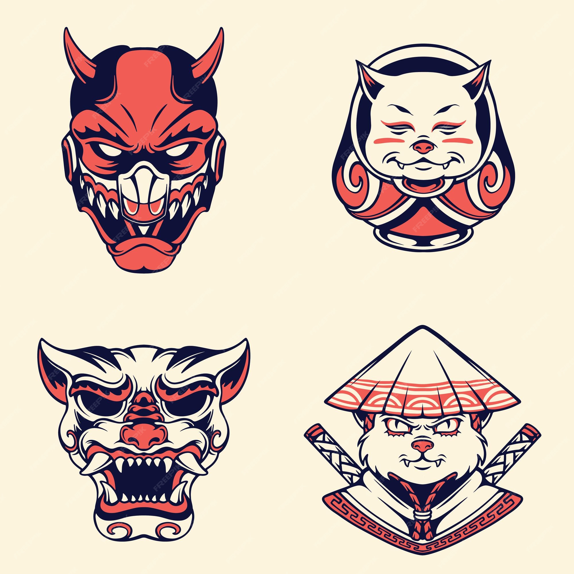 Premium Vector Japanese mask