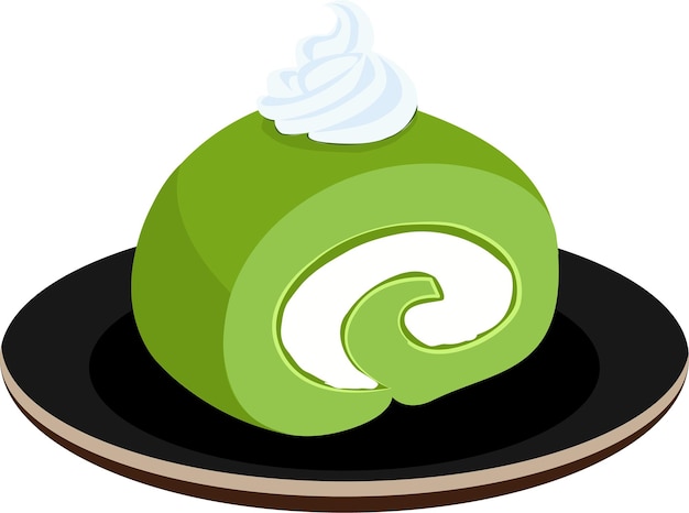 japanese matcha roll cake slice with white cream filling japanese dessert asian food