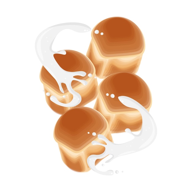 Японский логотип иллюстрации вектора левитации молочных булочек
